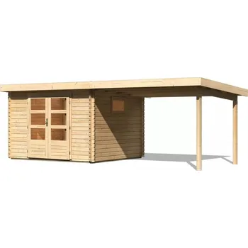 Zahradní stavba KARIBU HOLZTECHNIK dřevěný domek KARIBU TRITTAU 3 + přístavek 330 cm (10045) natur LG4169