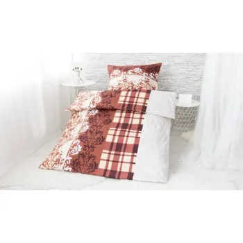 Povlečení BAVLNĚNÉ POVLEČENÍ NA DVĚ LŮŽKA ERIKA fialové 140 x 200, 70 x 90 cm knoflíkové zapínání