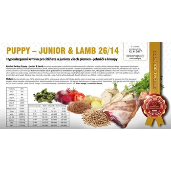 Krmivo pro psa BARDOG Puppy -Junior Lamb 4 kg