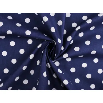 Bavlněná látka / plátno puntíky METRÁŽ - 9 (59) modrá tmavá