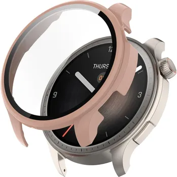 Příslušenství k chytrým hodinkám VSECHNONAMOBIL 83363 PC FULL COVER Plastový kryt se sklem pro Amazfit Balance růžový