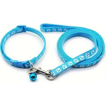 Vodítko pro psa Sada obojek s vodítkem pro štěně sv.modrá tlapky