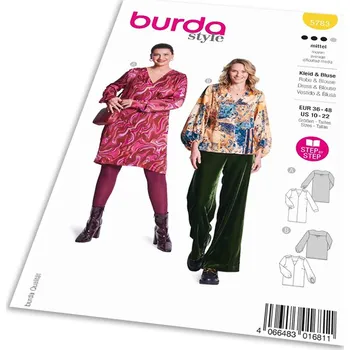 Volný čas Střih Burda 5783 - Halenkové šaty, hedvábné šaty, halenka