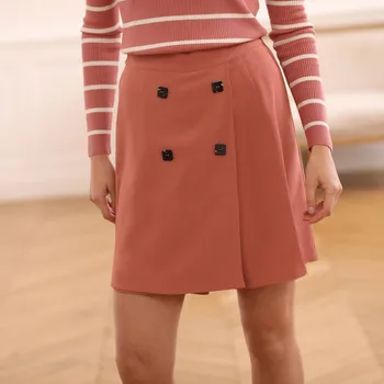 Dámská sukně Sukňové šortky s knoflíky, pouzdrový efekt růžové dřevo 40