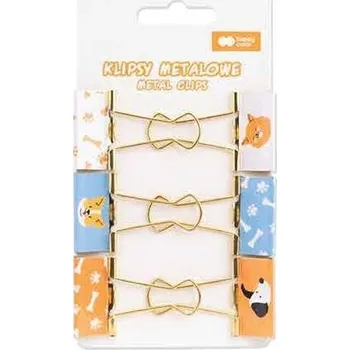 Set školních potřeb Klipsy metalowe Cat&Dog 6szt HAPPY COLOR