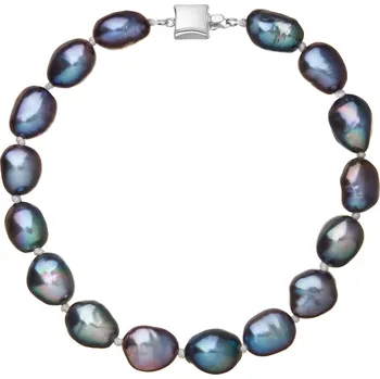 Náramek Evolution Group s.r.o. Perlový náramek z říčních perel se zapínáním z bílého 14 karátového zlata 823011.3 peacock Záponky: Bílé zlato 9268B