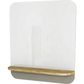 Koupelnový nábytek Zrcadlo do koupelny Devo Gloria 2.0 s dřevěnou poličkou 86 x 86 cm šedá matná GL2-LUPL86-1-F111D01