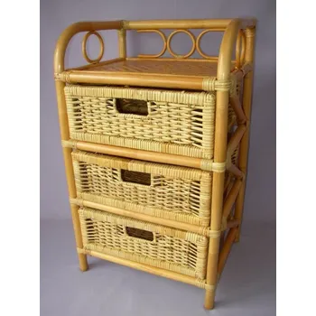 Komoda Ratanový prádelník 3 zásuvky světlý - prádelník 3 zásuvky světlý, šhv = 46x35x75cm