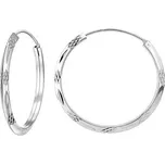 Stříbrné náušnice kruhy 3cm s ozdobným rytím