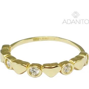 Prsten Zlatý srdíčkový prsten se zirkony