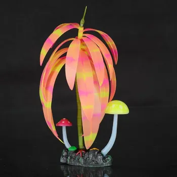 Dekorace do akvária Aqua Lumo rostlina s proužky a houbami 7x3,2x19,5 cm