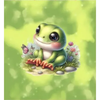 Panel - Teplákovina- Žabka s motýlkem 50x45cm
