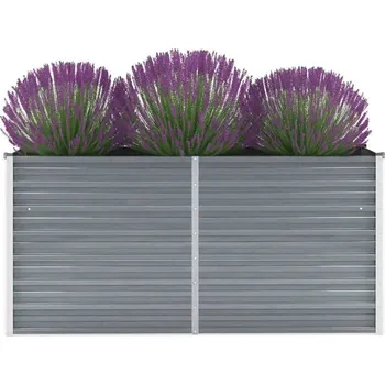 Pěstitelství vidaXL Marketos Vyvýšený záhon pozinkovaná ocel 160 x 40 x 77 cm šedý