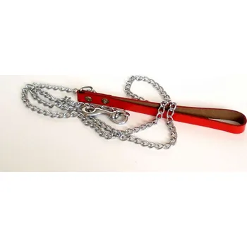 Vodítko pro psa Vodítko řetěz s koženým uchem 2mm x 120cm