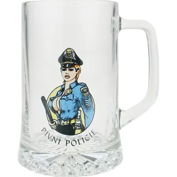 Sklenice Půllitr "Pivní policie" 0,5l (Skleněný půllitr s vtipným obrázkem)