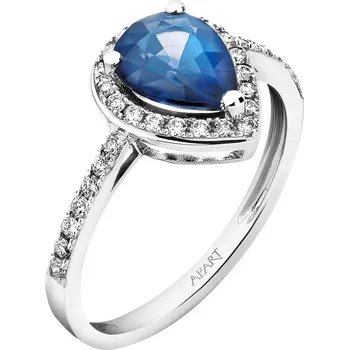 Prsten Prsten z bílého zlata s briliantem a safírem - ryzost 585 - 103.436