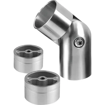 Spojka, nastavitelný úhel, (- 90° až + 90°), vč. 2 adaptérů, dřevěné madlo O42 mm, nerez. ocel 304, kartáčovaná