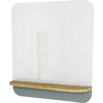 Koupelnový nábytek Zrcadlo do koupelny Devo Gloria 2.0 s dřevěnou poličkou 86 x 86 cm fjordská zelená matná GL2-LUPL86-2-F72D01