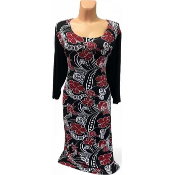 Dámské šaty Červené šaty s černými rukávy BUPA, Barva Červená, Velikost 38 - na zakázku, Materiál 96% Viskoza 4% Lycra