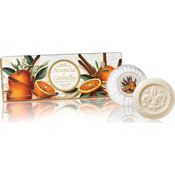 Mýdlo Saponificio Artigianale Fiorentino Sa Fiorentino - Přírodní kulatá tuhá mýdla Pomeranče a skořice 3 ks - 100 g