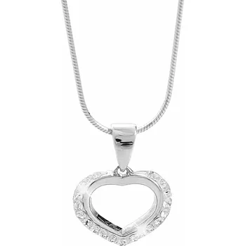 Módní doplněk JSB bijoux s.r.o. Stříbrný náhrdelník obvodové překroucené srdíčko s krystaly Swarovski Crystal (Stříbro 925/1000)
