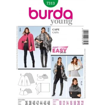 Volný čas Střih Burda číslo 7313 Plášť pro dámy -