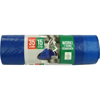 Pytle na odpadky Pytel do koše 35l, 15ks Supersilné, modrý se zatahovacím páskem F432047