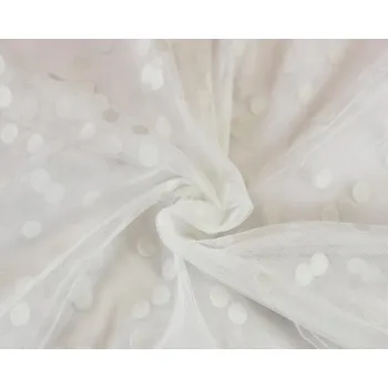 Metráž - Tyl SMETAN SMETANOVÝ PUNTÍK TU93228101 - Smetanová, 145 cm