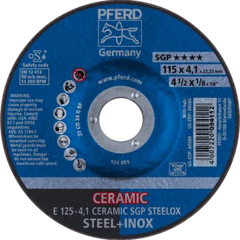Brusný kotouč Pferd 62100125 | Brusný kotouč 125 x 4,1 x 22,23 mm, CERAMIC SGP STEELOX