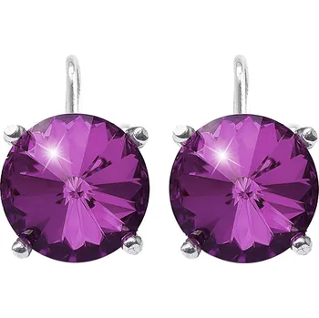 Náušnice JSB bijoux s.r.o. Stříbrné náušnice klapky se samostatnou rivoli Swarovski Amethyst (Stříbro 925/1000)