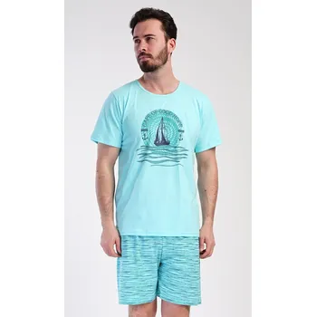 Pánské pyžamo Pánské pyžamo šortky Jachting mentolová XL