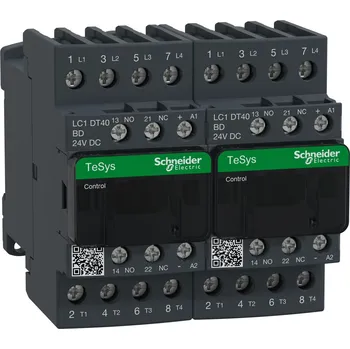 Stykač Schneider Electric LC2DT40BD Páry Stykačů pro přepínání sítě 40A v AC-1, pom.kont.1"Z"+1"V",24V DC, cívka s rozšíř.rozsahem a od