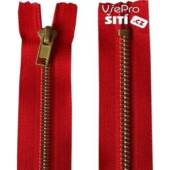 Zip zip riflovy ČERVENÝ mosaz N6 1707XX - Červená, 14cm