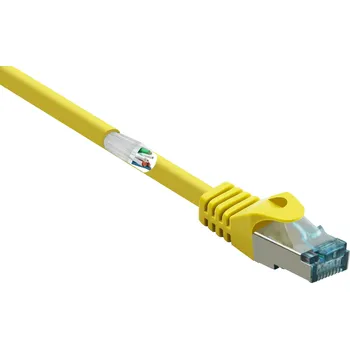 Datový kabel Renkforce RF-5246626 RJ45 síťové kabely, propojovací kabely CAT 6A S/FTP 0.15 m žlutá s ochranou, samozhášecí 1 ks