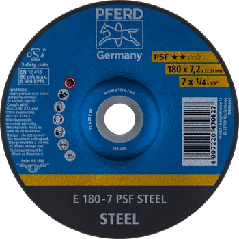 Brusný kotouč Pferd 62017634 | Brusný kotouč 180 x 7,2 x 22,23 mm, PSF STEEL