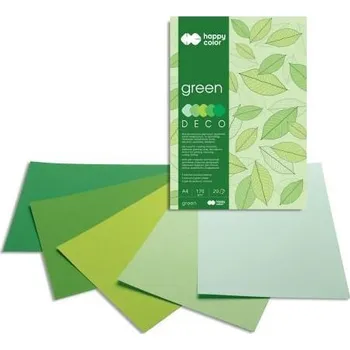 Blok s barevnými papíry A4 Deco 170 g - zelené odstíny