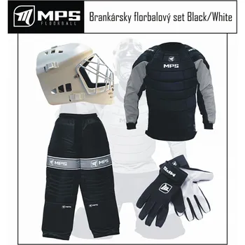 Florbalový dres MPS Black/White brankářský set + maska MPS Pro + Florbalové rukavice MPS vel. M