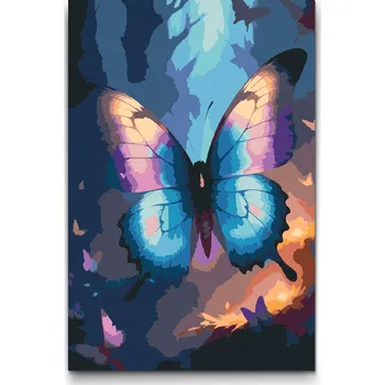 Malování podle čísel - Magický motýl Velikost: 20x30cm, Rámování: Pouze srolované plátno