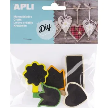 Zvýrazňovač APLI dřevěné kolíčky + popisovatelná destička - mix barev 5 ks