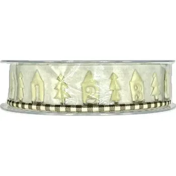 Stuha Vánoční stuha girlandová ADVENT WHITE 30mm x 5m (Stuha girlandová, barva bílá, oboustranná)