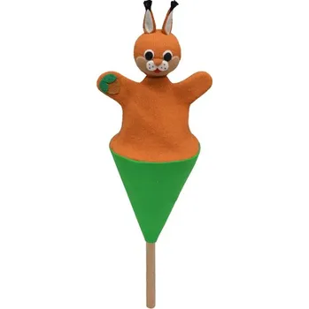 plyšák Veverka s oříškem 21 cm, kornoutový maňásek