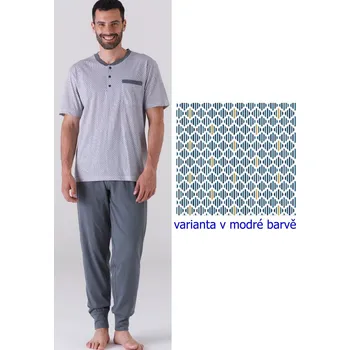 Pánské pyžamo Pánské pyžamo KARELPIU KC6185 Modrá 5XL