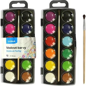 Vodová barva Barvy vodové se štětcem 12 barev, 23 mm E330297