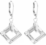 JSB bijoux s.r.o. Stříbrné náušnice klapky čtvercový děravý krystal Swarovski Crystal (Stříbro 925/1000)