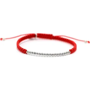 Náramek Provázkový náramek se stříbrnými kučkami STNA0781F