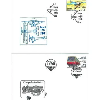 Poštovní známka Česká pošta (2014) FDC 799-800 - Letadlo a Metro
