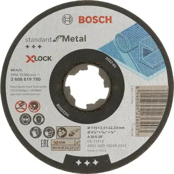 Řezný kotouč BOSCH Rovný řezací kotouč X-LOCK Standard for Metal 115 × 2,5 × 22,23 mm (2608619780)