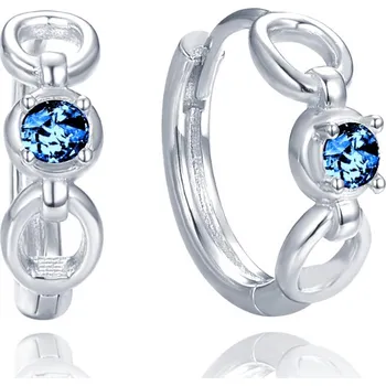Náušnice MINET Elegantní stříbrné náušnice s modrým zirkonem