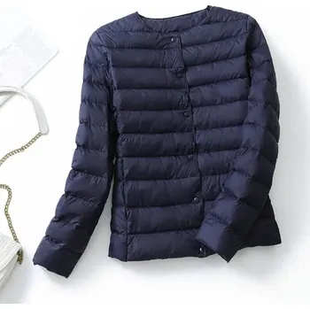 Dámská bunda Dámská prošívaná péřová bunda na přechodné období Barva: Tmavě Modrá, Velikost: 3XL