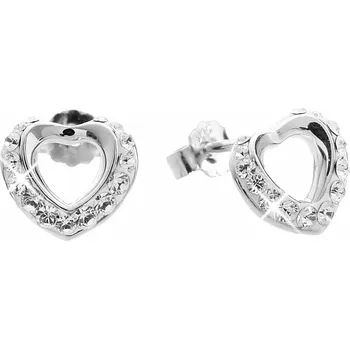Módní doplněk JSB bijoux s.r.o. Stříbrné náušnice puzety obvodové překroucené srdíčko s krystaly Swarovski Crystal (Stříbro 925/1000)